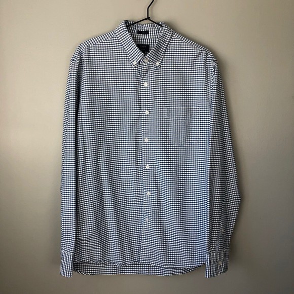 J. Crew Mens Slim Oxford Blue Long Sleeve Button Collar Shirt Large